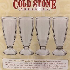 Cold Stone RETRO Thick Milkshake Glass Set of Four 12 oz. Scalloped glass